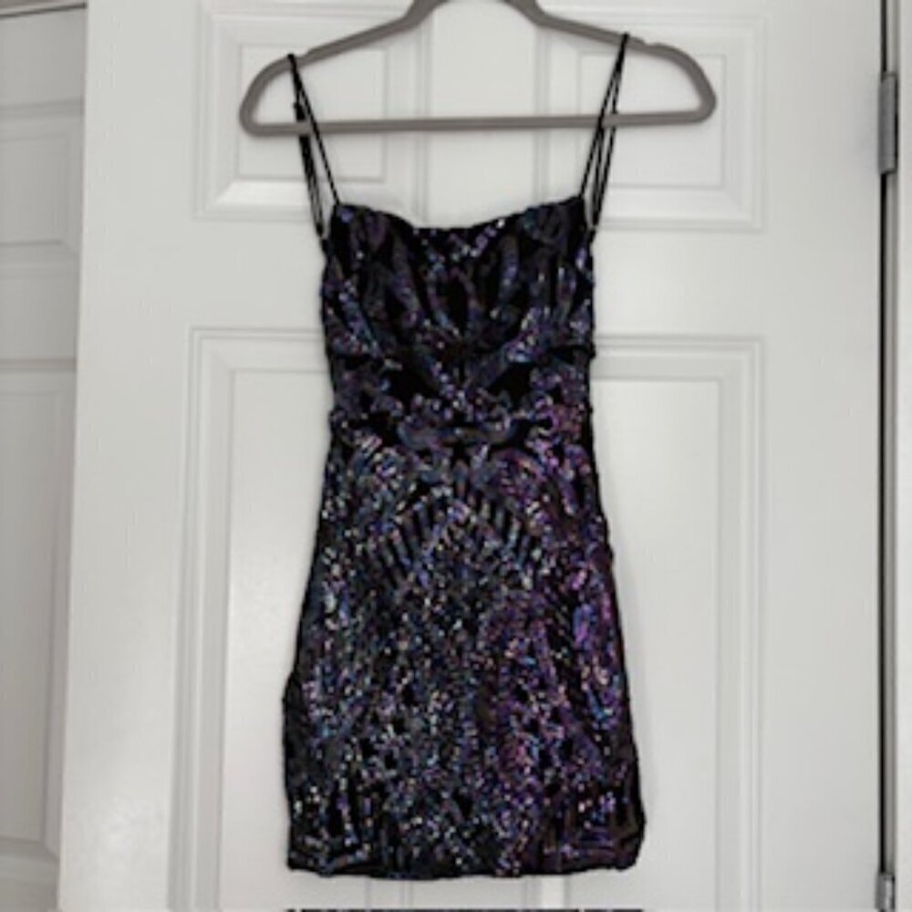 Lucy in the Sky Strappy Dress in Black Iridescence - Picture 2 of 5